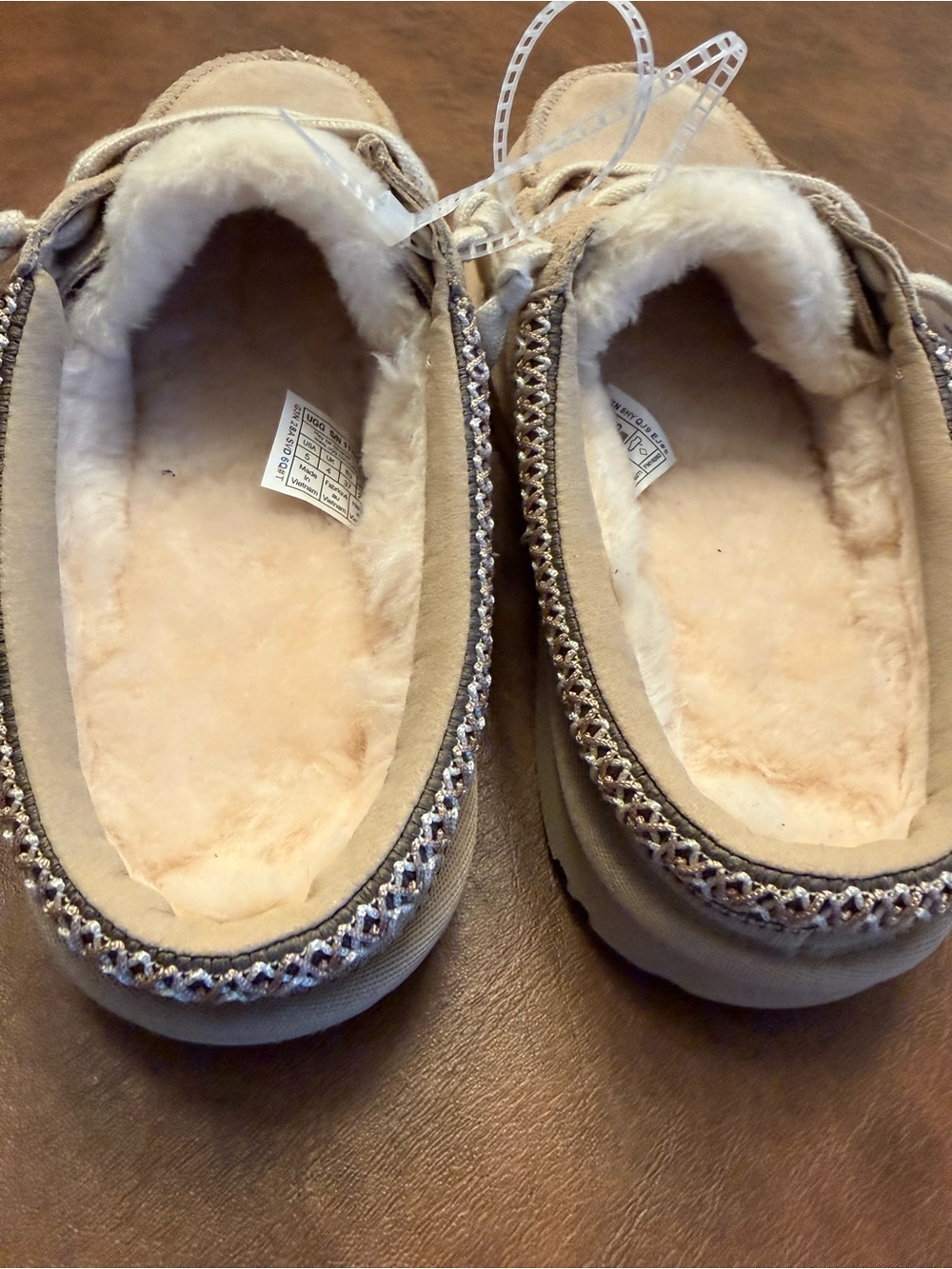 UGG Light Beige Suede Lace Moccasins - Picture 2 of 5